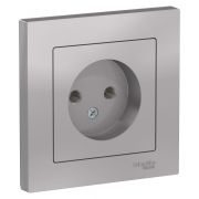 Розетка 1-м СП AtlasDesign 16А IP20 без заземл. в сборе алюм. SchE ATN000340