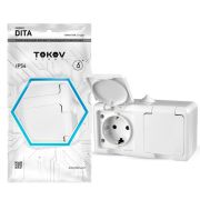 Розетка 2-м ОП Dita 16А IP54 250В с заземл. с крышкой бел. TOKOV ELECTRIC TKL-DT-R2Z-C01-IP54