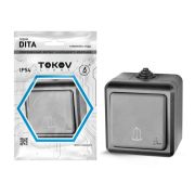 Кнопка звонка ОП Dita IP54 10А 250В карбон TOKOV ELECTRIC TKL-DT-DB-C14-IP54