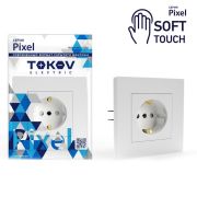 Розетка 1-м СП Pixel 16А IP20 с заземл. защ. шторки в сборе айс TOKOV ELECTRIC TKE-PX-R1FZSF-C34