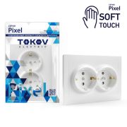 Розетка 2-м СП Pixel 16А IP20 с заземл. защ. шторки в сборе айс TOKOV ELECTRIC TKE-PX-R2FZSF-C34