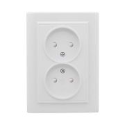 Розетка 2-м СП Минск 10А IP20 без заземл. защ. шторки бел. Basic EKF ERR10-102-100