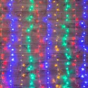 Гирлянда светодиодная «Светодиодный Дождь» 1.5х1.5м 144LED мультиколор 12Вт 230В IP20 свечение с динамикой с контроллером провод прозр. Neon-Night 235-039